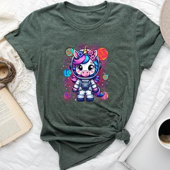 Unicorn Astronaut Cute Space Suit Galaxy Planet Girls Bella Canvas T-shirt - Seseable