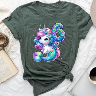 Unicorn Mermaid 6Th Birthday 6 Year Old Party Girls Outfit Bella Canvas T-shirt - Seseable