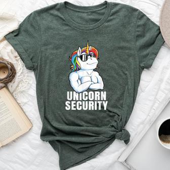 Unicorn Security Rainbow Muscles Dad Unicorn Bella Canvas T-shirt - Monsterry UK