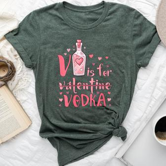 V Is For Vodka Drinking Valentines Day Bella Canvas T-shirt | Seseable CA