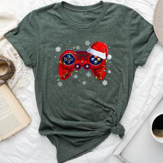 Video Game Controller Christmas Santa Hat Gamer Boys Girls Bella Canvas T-shirt - Seseable