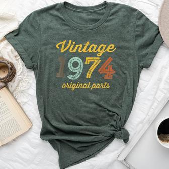 Vintage 1974 Original Parts Birthday Italic Dark Bella Canvas T-shirt - Monsterry DE