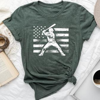 Vintage Baseball American Flag For Boys Girls Women Bella Canvas T-shirt - Thegiftio UK