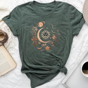 Vintage Celestial Sun And Moon Floral Boho Graphic Bella Canvas T-shirt - Thegiftio UK