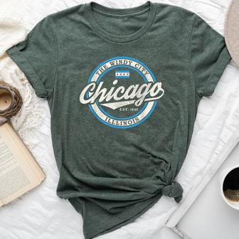 Vintage Chicago Illinois Flag City Skyline Women Bella Canvas T-shirt - Thegiftio UK