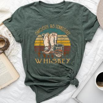 Vintage Cowboy Boots And Wine Smooth Like Tennessee Whiskey Bella Canvas T-shirt - Monsterry