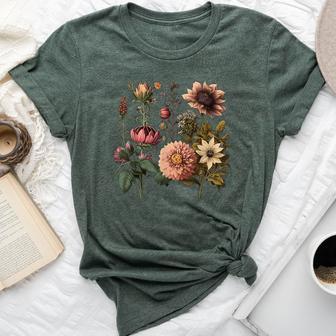 Vintage Inspired Flower Botanical Chart Naturalist Women Bella Canvas T-shirt - Monsterry AU