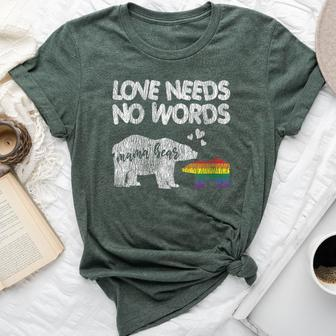 Vintage Mama Bear Love Needs No Words Proud Gay Lgbtq Mom Bella Canvas T-shirt - Monsterry CA