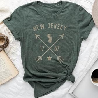 Vintage New Jersey Distressed Home State Map Boho Arrows Bella Canvas T-shirt - Monsterry UK