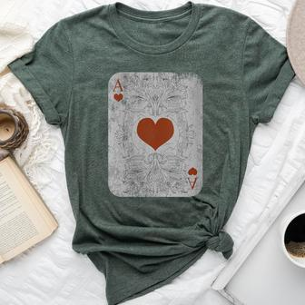 Vintage Poker Playing Cards Ace Of Hearts Bella Canvas T-shirt - Monsterry UK