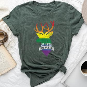 Vintage Rainbow Oh Deer I'm Queer Pride Lesbian Gay Lgbtq Bella Canvas T-shirt - Monsterry