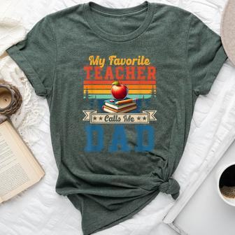 Vintage Retro My Favorite Teacher Calls Me Dad Father's Day Bella Canvas T-shirt - Monsterry