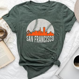Vintage San Francisco Skyline Baseball Present Women Bella Canvas T-shirt - Seseable