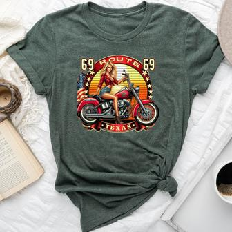 Vintage Texas Pin-Up Girl Biker American Dream Ride Bella Canvas T-shirt - Monsterry
