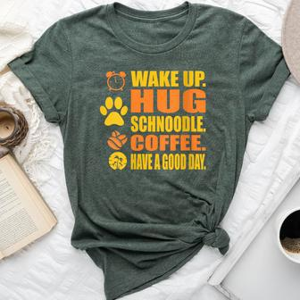 Wake Up Hug Schnoodle Coffee Pet Lover Bella Canvas T-shirt | Mazezy