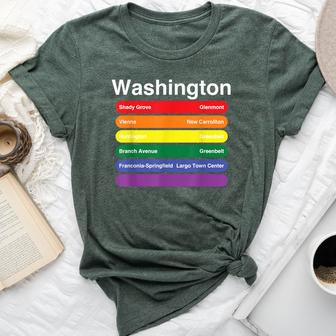 Washington Dc Pride Rainbow Flag Color Metro Train Lines Bella Canvas T-shirt - Monsterry AU