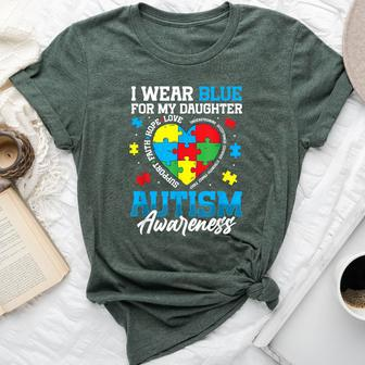 I Wear Blue For My Daughter Autism Awareness Month Heart Bella Canvas T-shirt - Monsterry UK