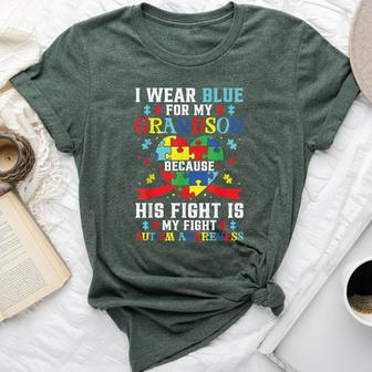 I Wear Blue For My Grandson Autism Awareness Grandma Grandpa Bella Canvas T-shirt - Seseable