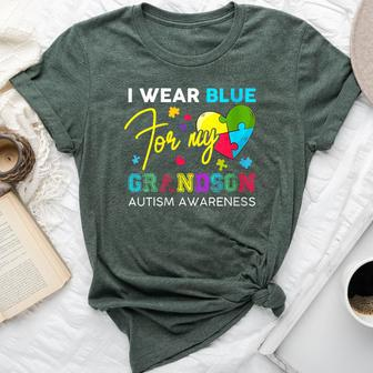 I Wear Blue For My Grandson Autism Awareness Grandma Grandpa Bella Canvas T-shirt - Monsterry UK
