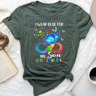 I Wear Blue For My Son Autism Awareness Mom Dad Bella Canvas T-shirt - Seseable