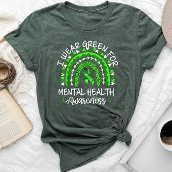 I Wear Green For Mental Health Awareness Month Rainbow Bella Canvas T-shirt - Thegiftio UK