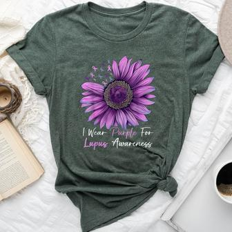 I Wear Purple For Lupus Awareness Sunflower Bella Canvas T-shirt | Mazezy