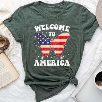 Welcome To America Patriotic Butterfly New American Citizen Bella Canvas T-shirt - Monsterry DE