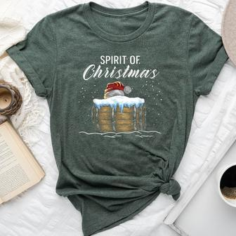 Whiskey Spirit Christmas Barrel Santa Hat Bella Canvas T-shirt - Seseable