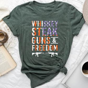 Whiskey Steak Guns & Freedom Whisky Alcohol Steaks Bbq Bella Canvas T-shirt - Monsterry AU
