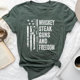 Whiskey Steak Guns And Freedom Usa Bbq Gun On Back Bella Canvas T-shirt - Monsterry AU