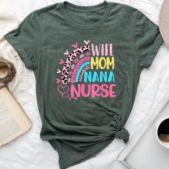 Wife Mom Nana Nurse Nurses Day Leopard Rainbow Bella Canvas T-shirt - Thegiftio UK