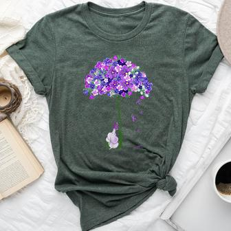 I Will Remember For You Purple Flower Alzheimers Awareness Bella Canvas T-shirt | Mazezy