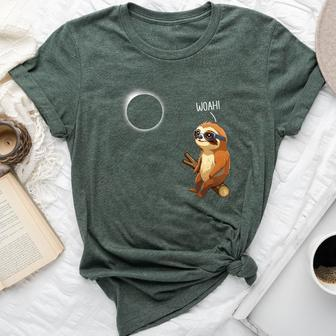 Woah Sloth Solar Eclipse 2024 Eclipse Sloth Bella Canvas T-shirt - Monsterry UK