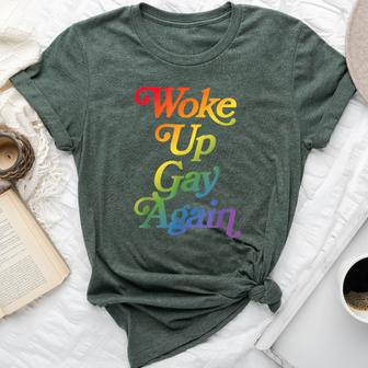 Woke Up Gay Again Sarcastic Pride Month Rainbow Bella Canvas T-shirt - Monsterry