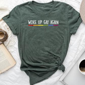 Woke Up Gay Again Rainbow Gay Pride Lgbtq Quote Saying Meme Bella Canvas T-shirt - Monsterry