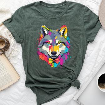 Wolf Gay Pride Lgbt Rainbow Flag On Wolf Lgbtq Bella Canvas T-shirt - Monsterry DE