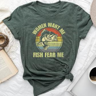 Woman Want Me Fish Fear Me Fishing Fisherman Vintage Bella Canvas T-shirt - Monsterry