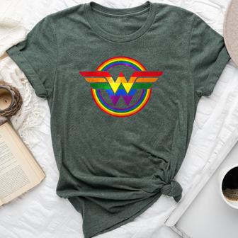 Wonder Pride Gay Hero Proud Ally Lgbtq Rainbow Flag Bella Canvas T-shirt - Monsterry