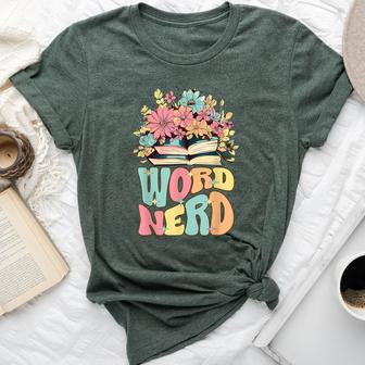 Word Nerd Groovy Book Reader Book Reading Bella Canvas T-shirt - Seseable