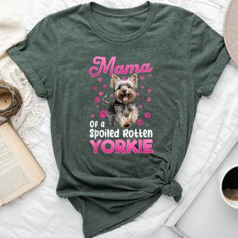 Yorkshire Terrier Dog Yorkie Mama Of A Spoiled Rotten Yorkie Bella Canvas T-shirt - Seseable
