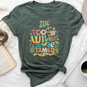 Zoe Name Cute Retro Girls Wildflower Zoe Name Bella Canvas T-shirt - Seseable