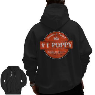 1 Poppy Men Number One Dad Grandpa Fathers Day Zip Up Hoodie Back Print | Mazezy