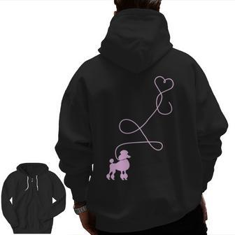 1950'S Sock Hop Costume 50S Theme Dog Pink Poodle Heart Top Zip Up Hoodie Back Print | Mazezy