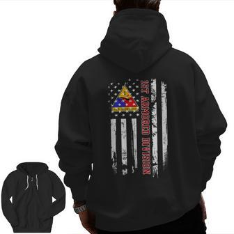 1St Armored Division American Flag Veteran Day Father Day Zip Up Hoodie Back Print | Mazezy
