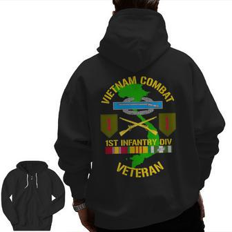 1St Infantry Division Vietnam Combat Veteran Zip Up Hoodie Back Print | Mazezy
