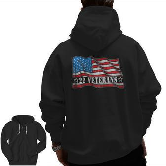 22 Veterans A Day Commit Suicide Ptsd Patriotic Usa Flag Zip Up Hoodie Back Print | Mazezy UK