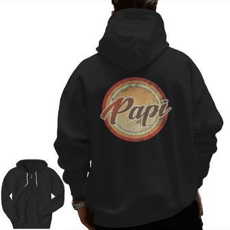 Graphic 365 Papi Vintage Retro Fathers Day Men Zip Up Hoodie Back Print | Mazezy