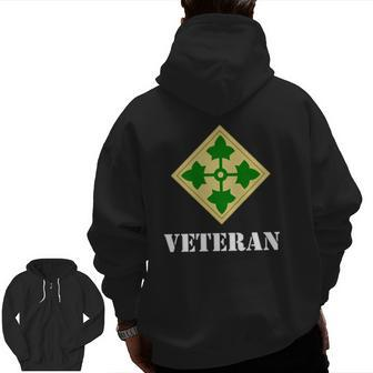 4Th Infantry Division 4Th Id Veteran Wh Hd Zip Up Hoodie Back Print | Mazezy