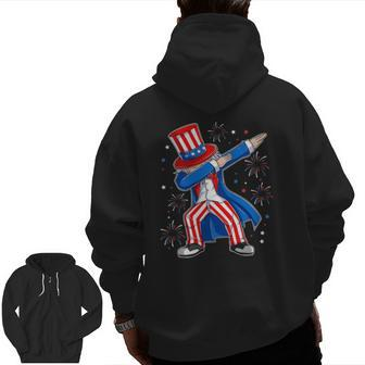 4Th Of July Dabbing Uncle Sam Costume Patriotic Zip Up Hoodie Back Print | Mazezy DE