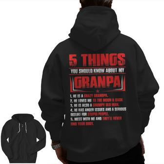 5 Things You Should Know About My Grandpa Father's Day Zip Up Hoodie Back Print | Mazezy
